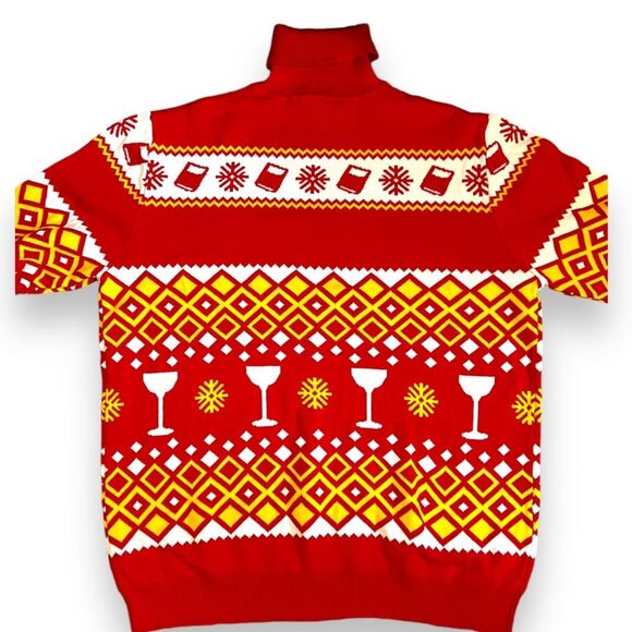 Kahlua Mens Novelty Holiday Sweater Turtle Neck Red Yellow XXL - Picture 2 of 10